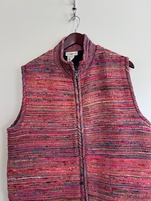 VTG Travel Smith Travel Vest Silk Blend Tapestry Lined Artsy Full Zip Large