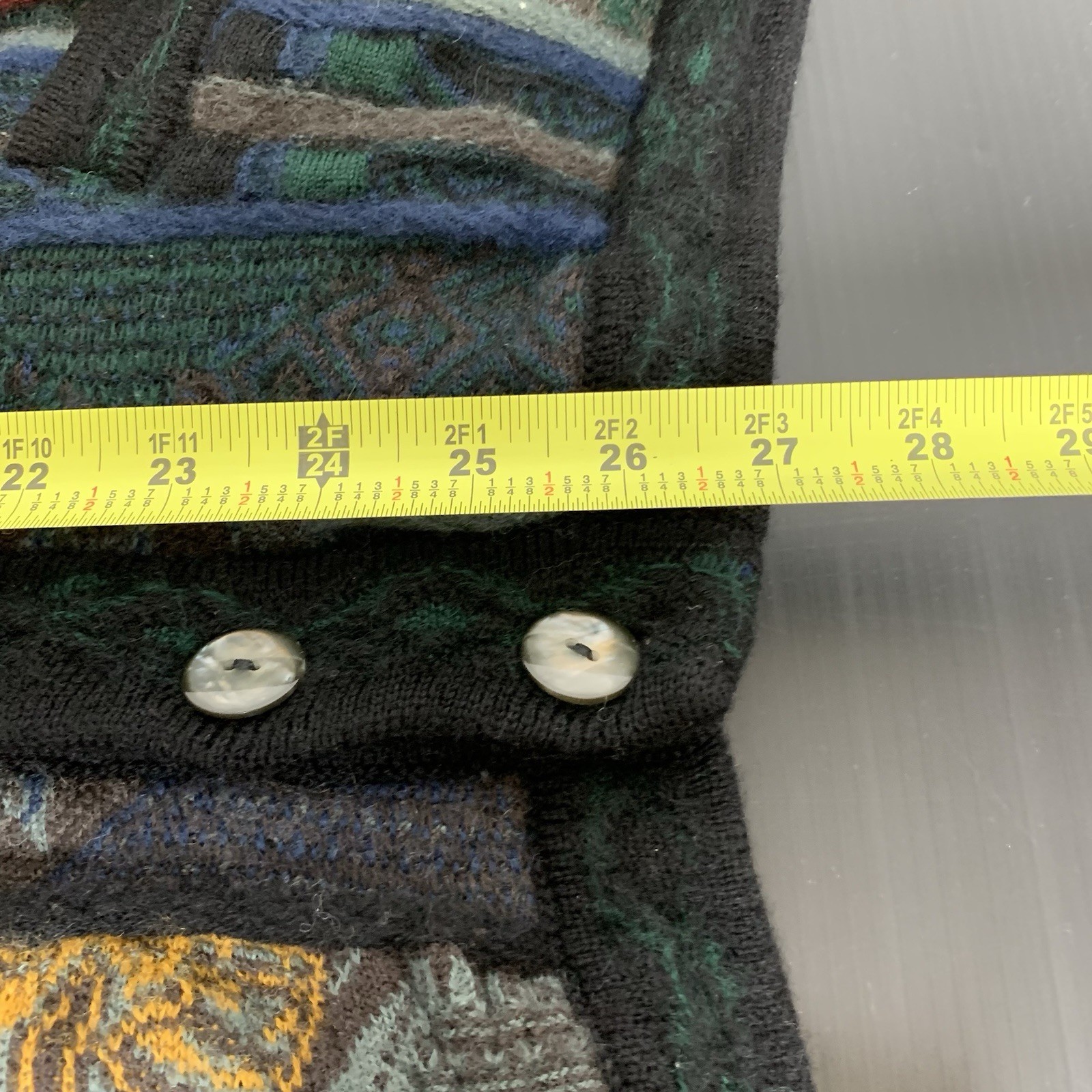 GOOGI – Men’s Pure New Wool Multicolor 3D Knitted Cardigan Sweater – Size: L
