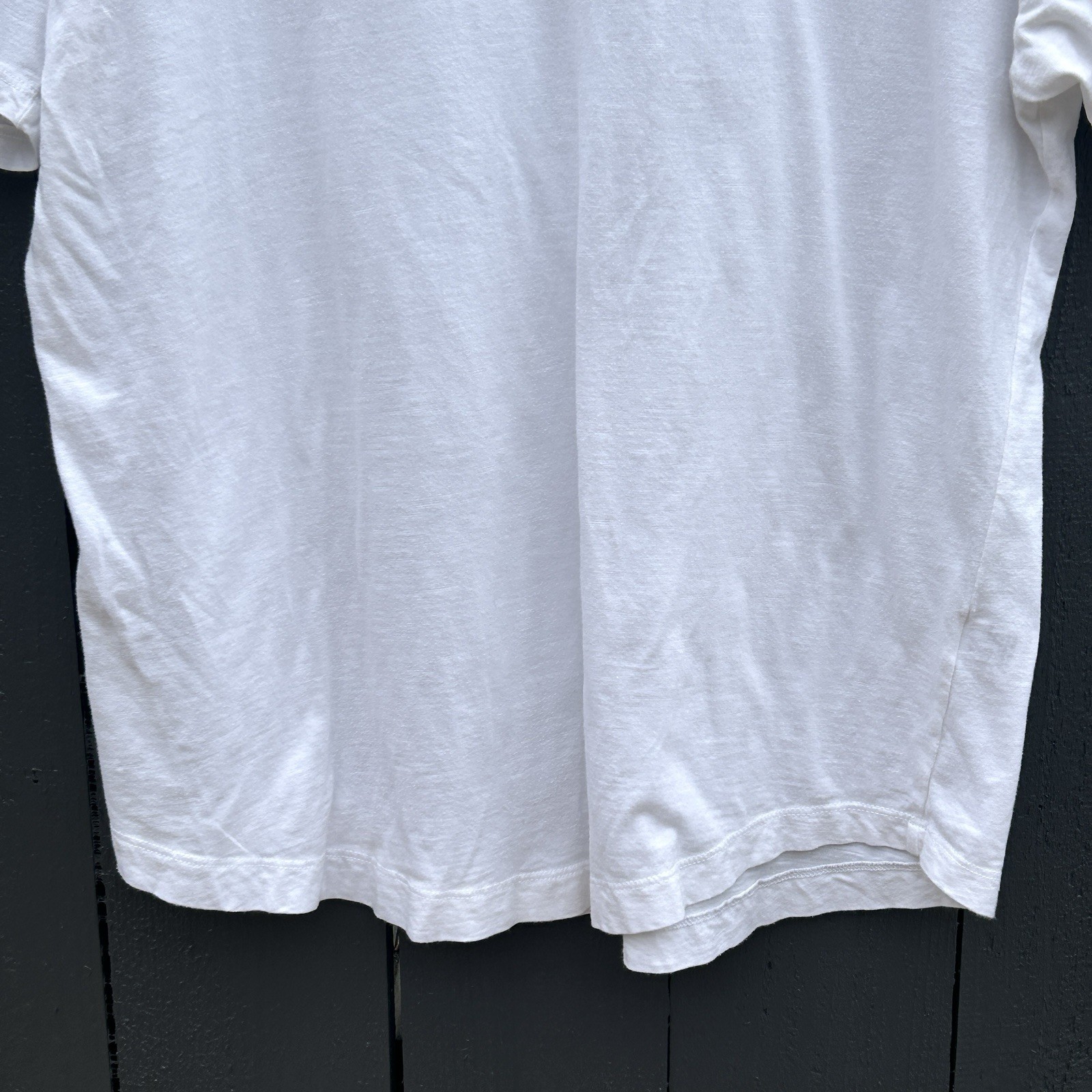 Buck Mason Slub Curved Hem Tee T Shirt Large Crewneck Short Sleeve White USA 1