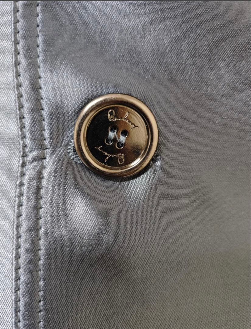 Excellent Condition Burberry London Trench Coat Double Button Blue Silk Blend
