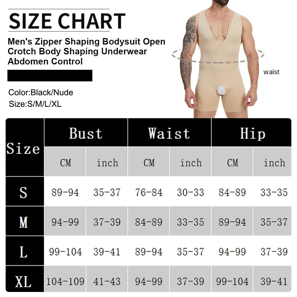 Men Bodysuits Shapewear for Tummy Control Compression Shirts Full Body Shaper US
