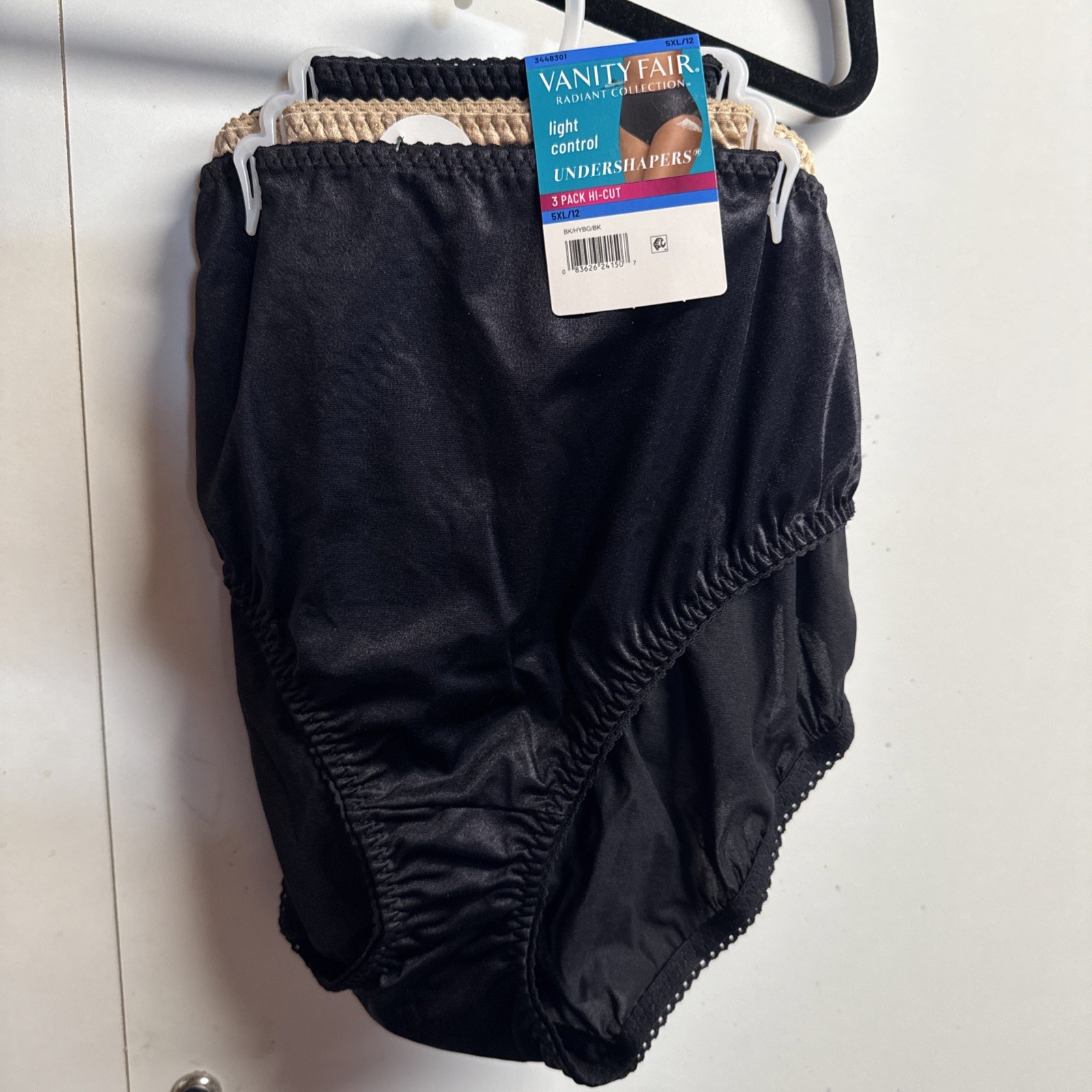 5XL/12 Vanity Fair Radiant UNDERSHAPERS Hi-Cut 3-Pk Black/Honey Beige/Black NWT