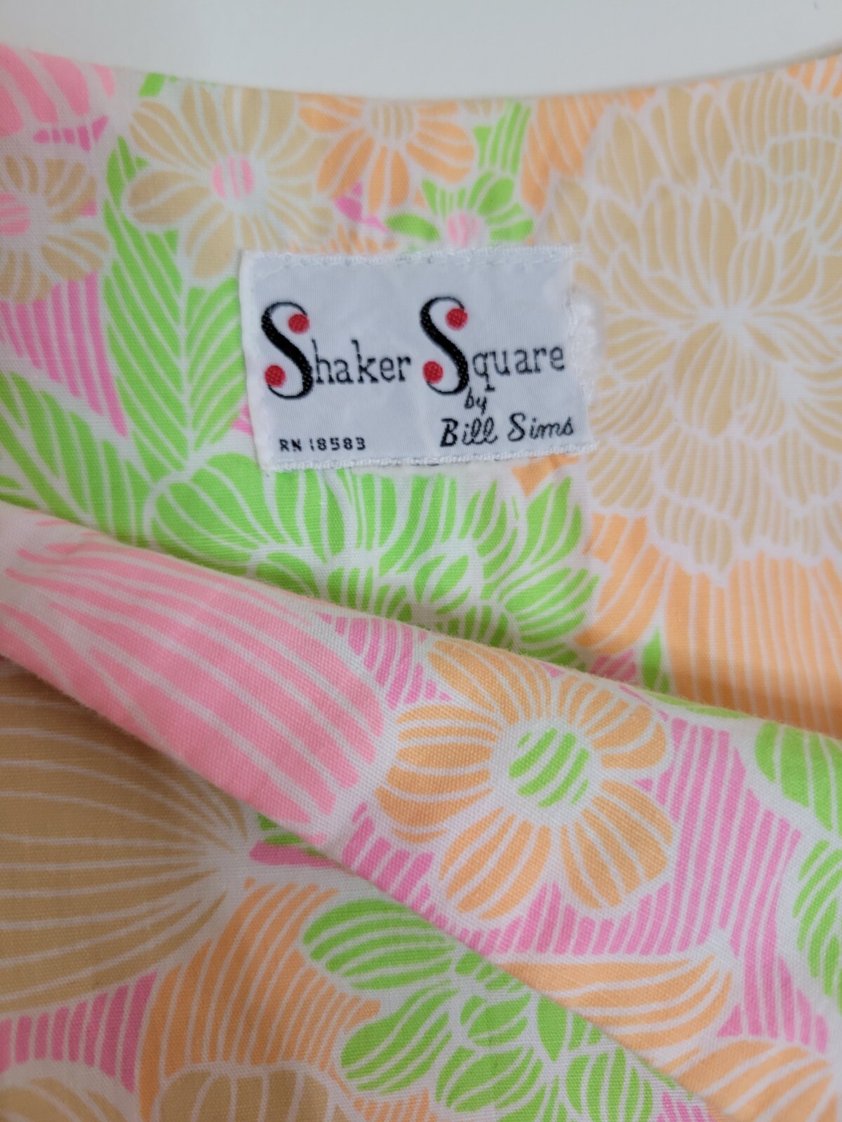 Vintage Shaker Square Neon Floral Zip Front A-Line Shift House Dress