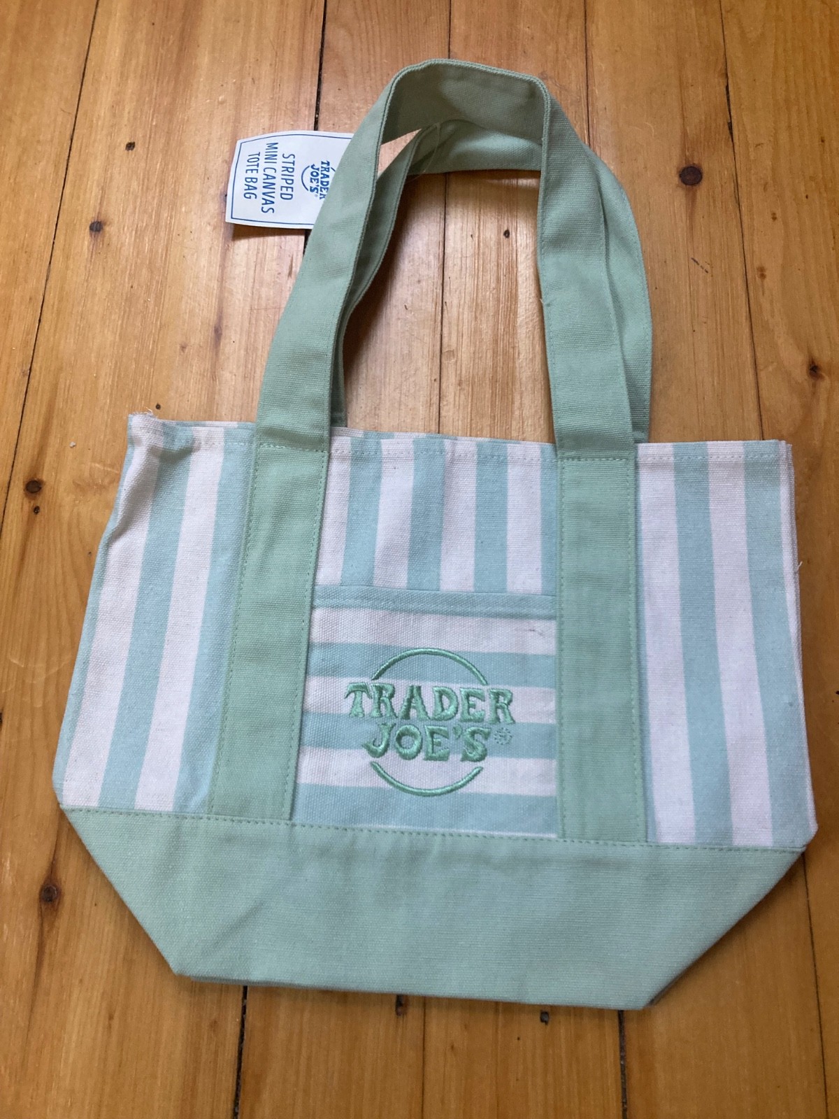 trader joes mini tote striped pastel pattern