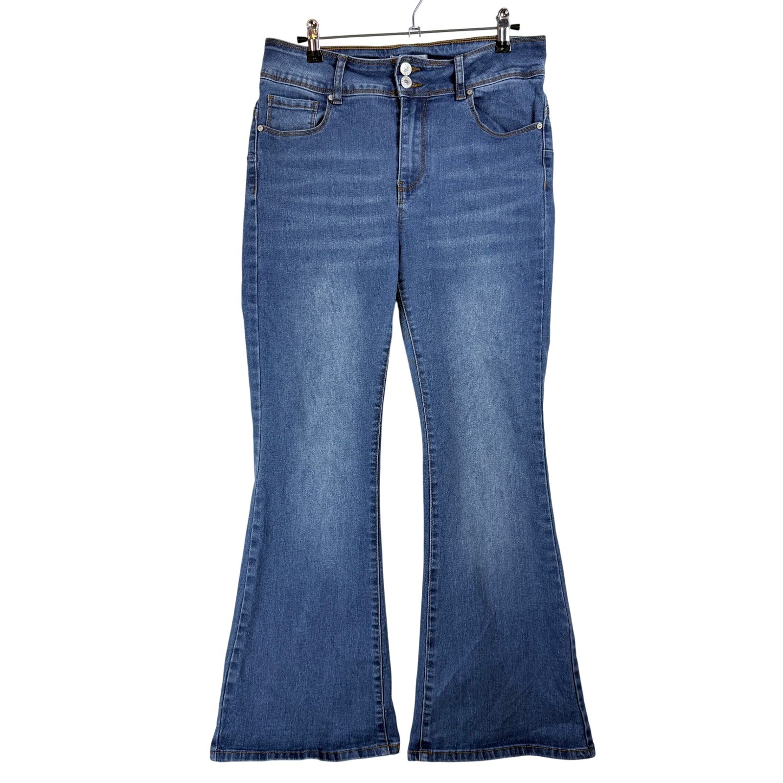 Blue Savvy Flare Jeans Womens 11/30 Blue Excellent High Rise Stretch Bell Bottom