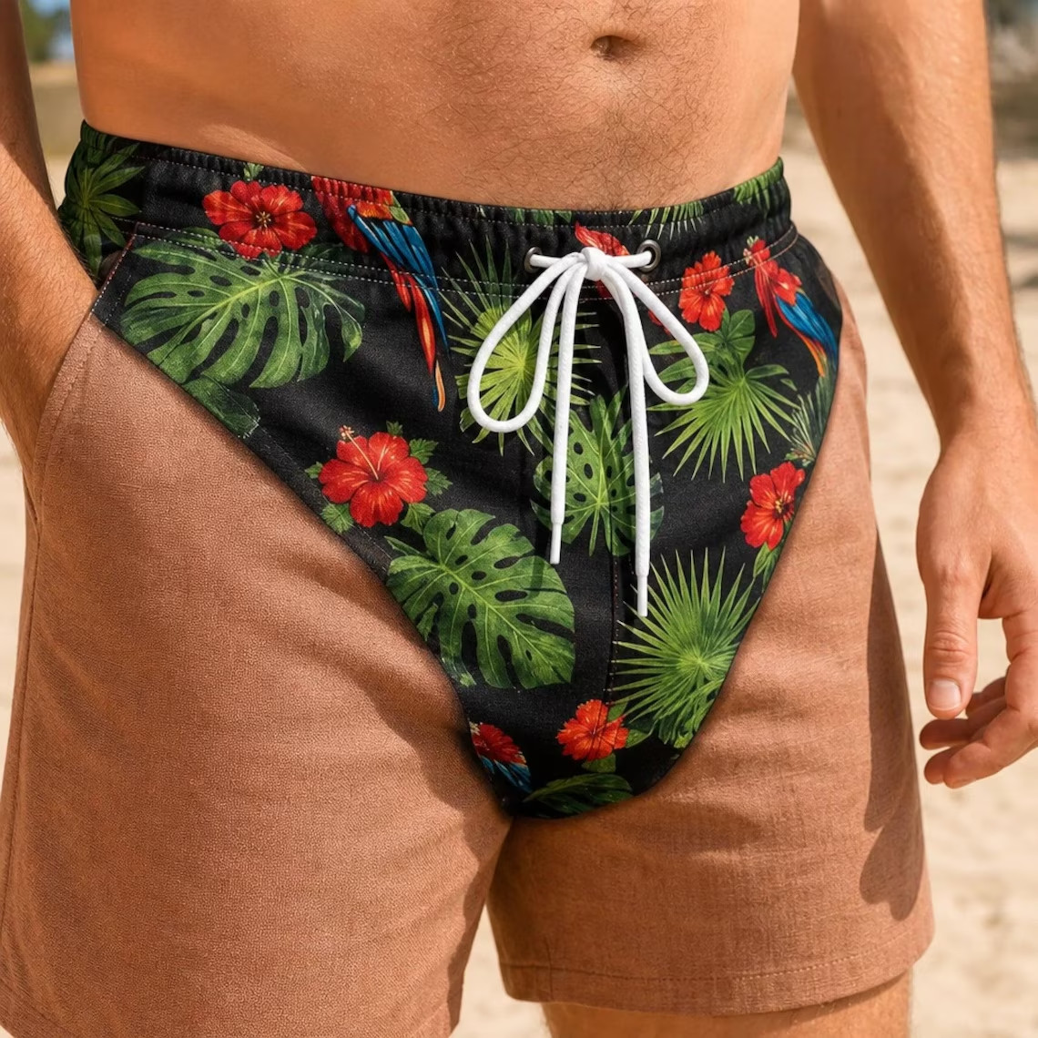 Custom Funny Novelty Swim Trunks, Unique Men’s Swimwear, Joke Beach Short Gift