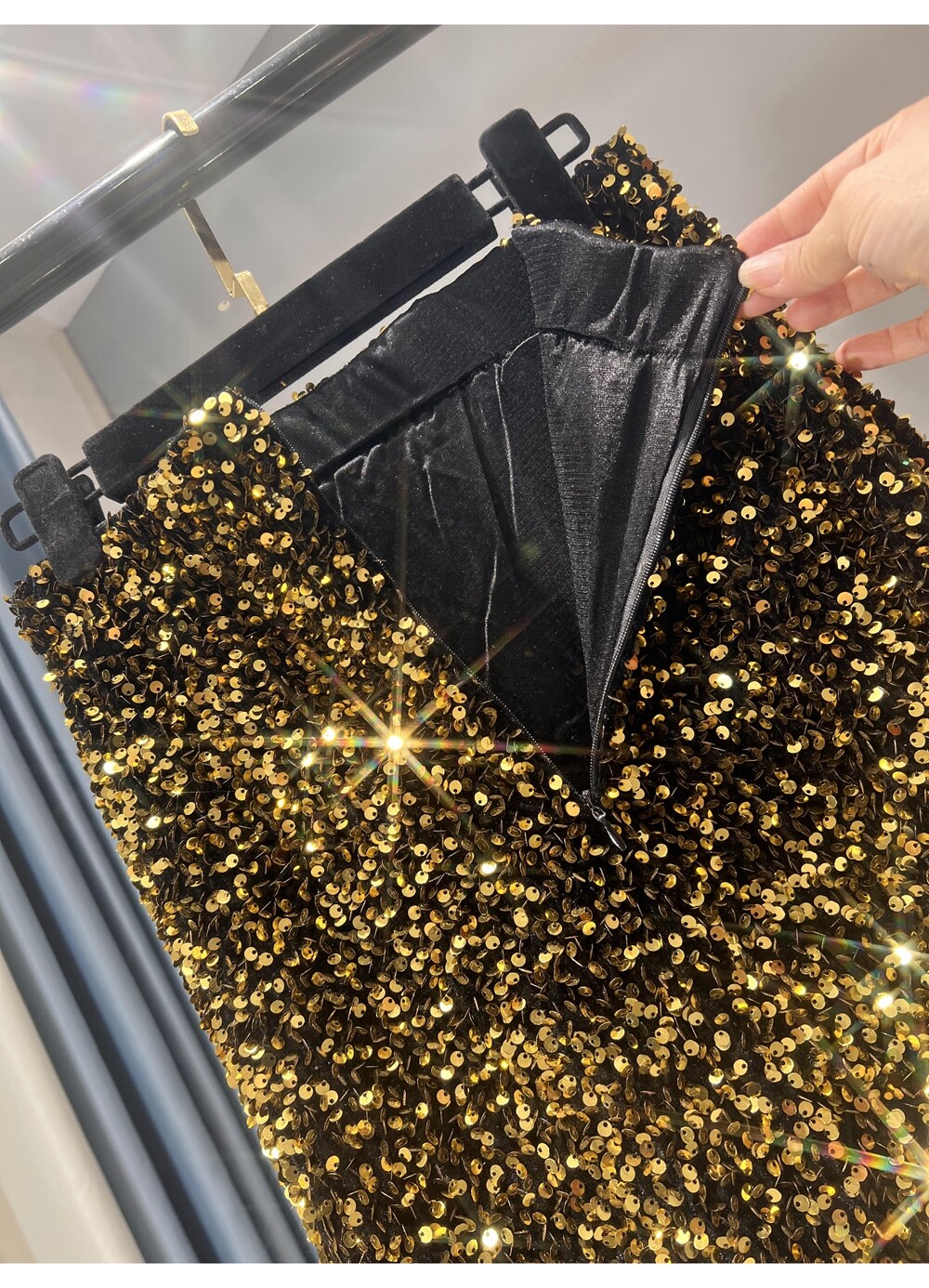 Thickened High-waisted Slim,Versatile Mid-length Skirt SequinSkirt
