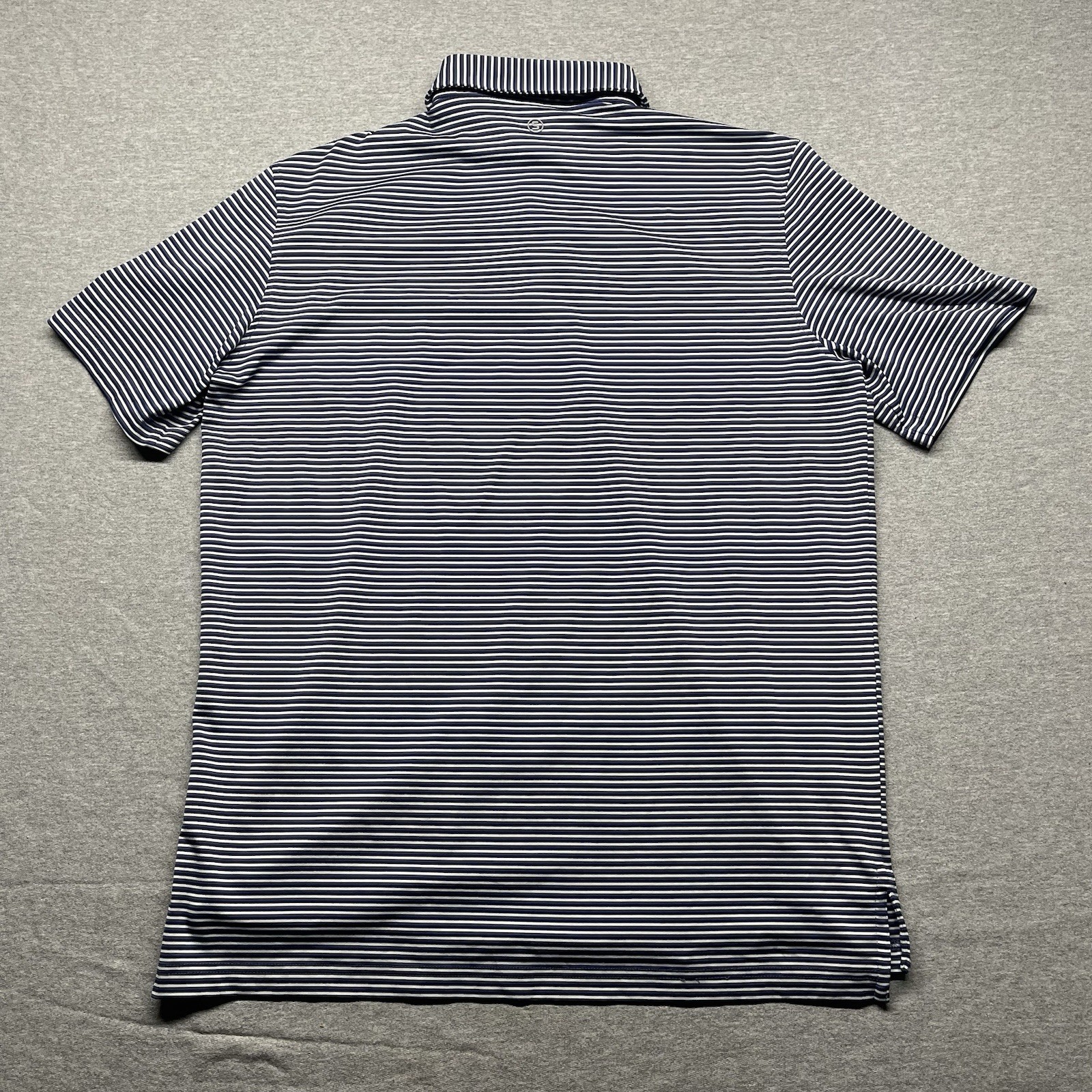 Stitch Willowbrook Golf Mens Medium White Blue Striped Performance Polo Shirt