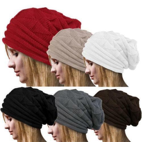 Women Men Winter Crochet Slouch Hat Wool Knit Beanie Baggy Warm Ski Caps Fashion