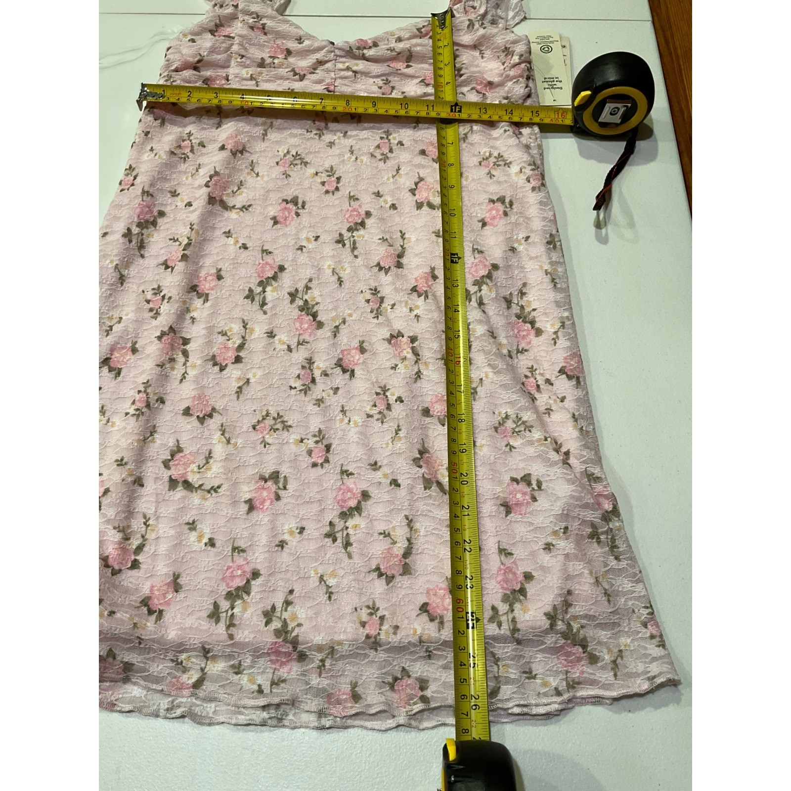 No Boundaries Double Ruffle Ruched Mini Dress, Women’s size M -H-046