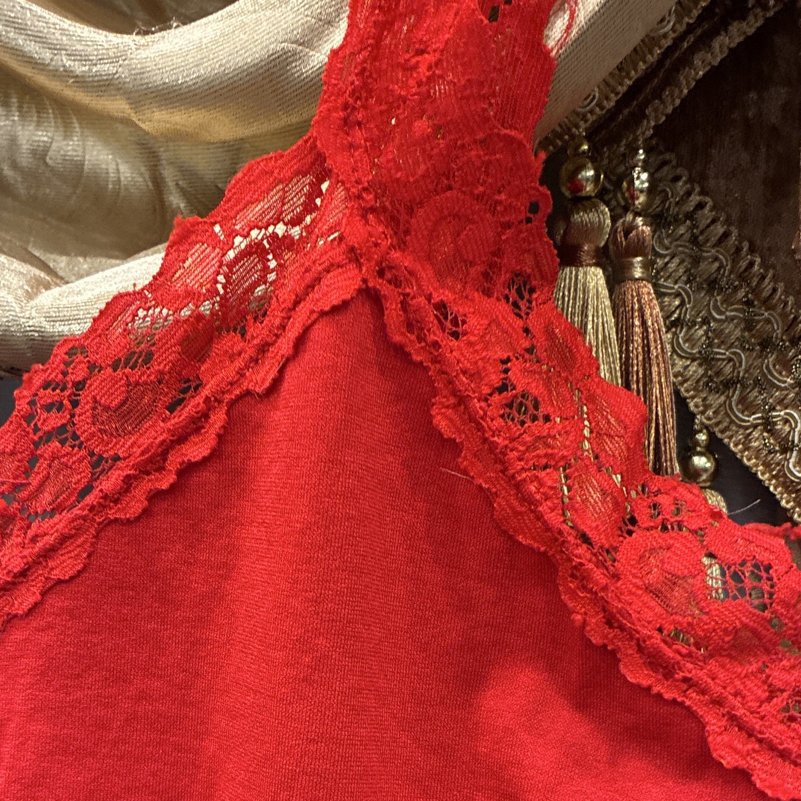 Mopas Red Lace Shaping Camisole Top Size M 95% Nylon 5% Spandex Women