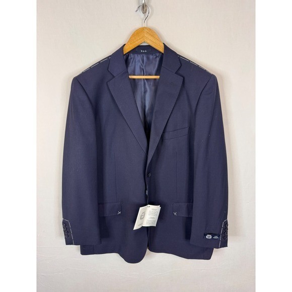 REA Sartoriale Linea Tasmania Wool Navy Blue Blazer Made in Italy Men 46 NEW