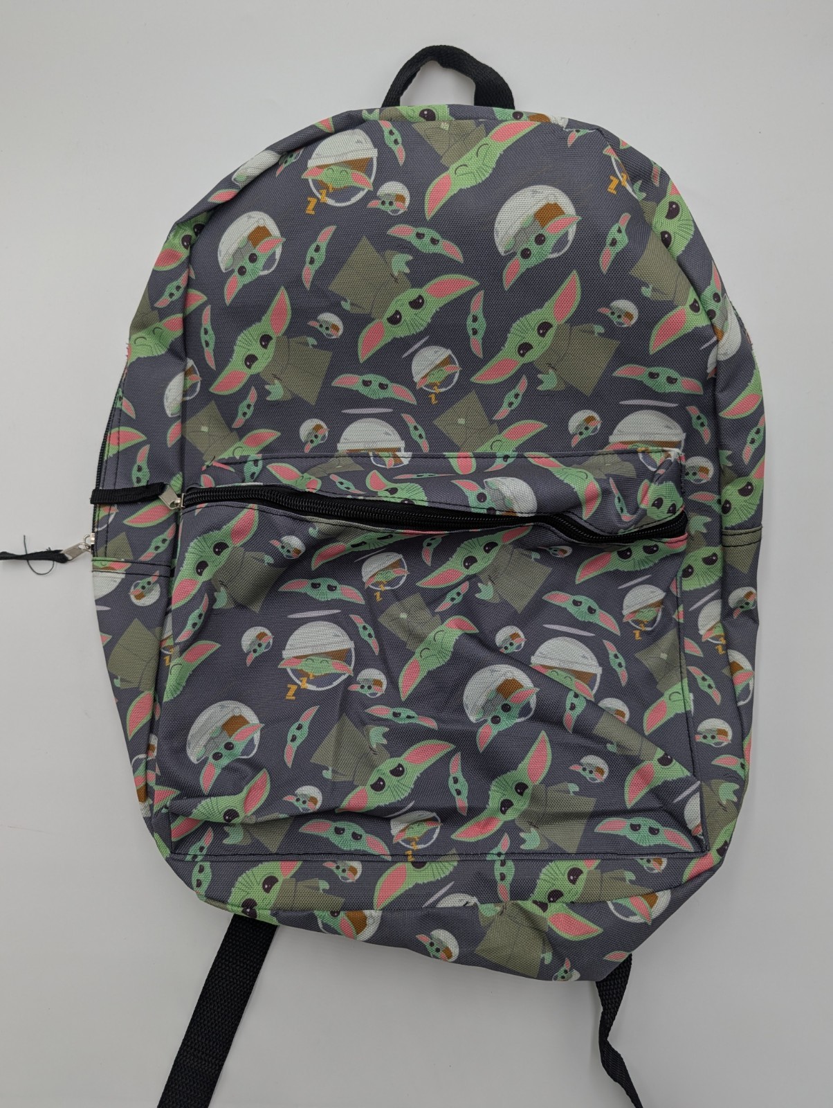 Star Wars Mandalorian Grogu Baby Yoda Allover Print Backpack Fast Forward Gray
