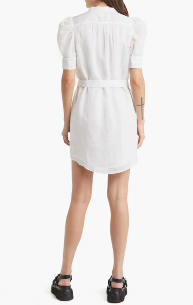 NWT FRAME Gillian Puff Sleeve Cotton Shirtdress Women’s White Blanc Size XS $398