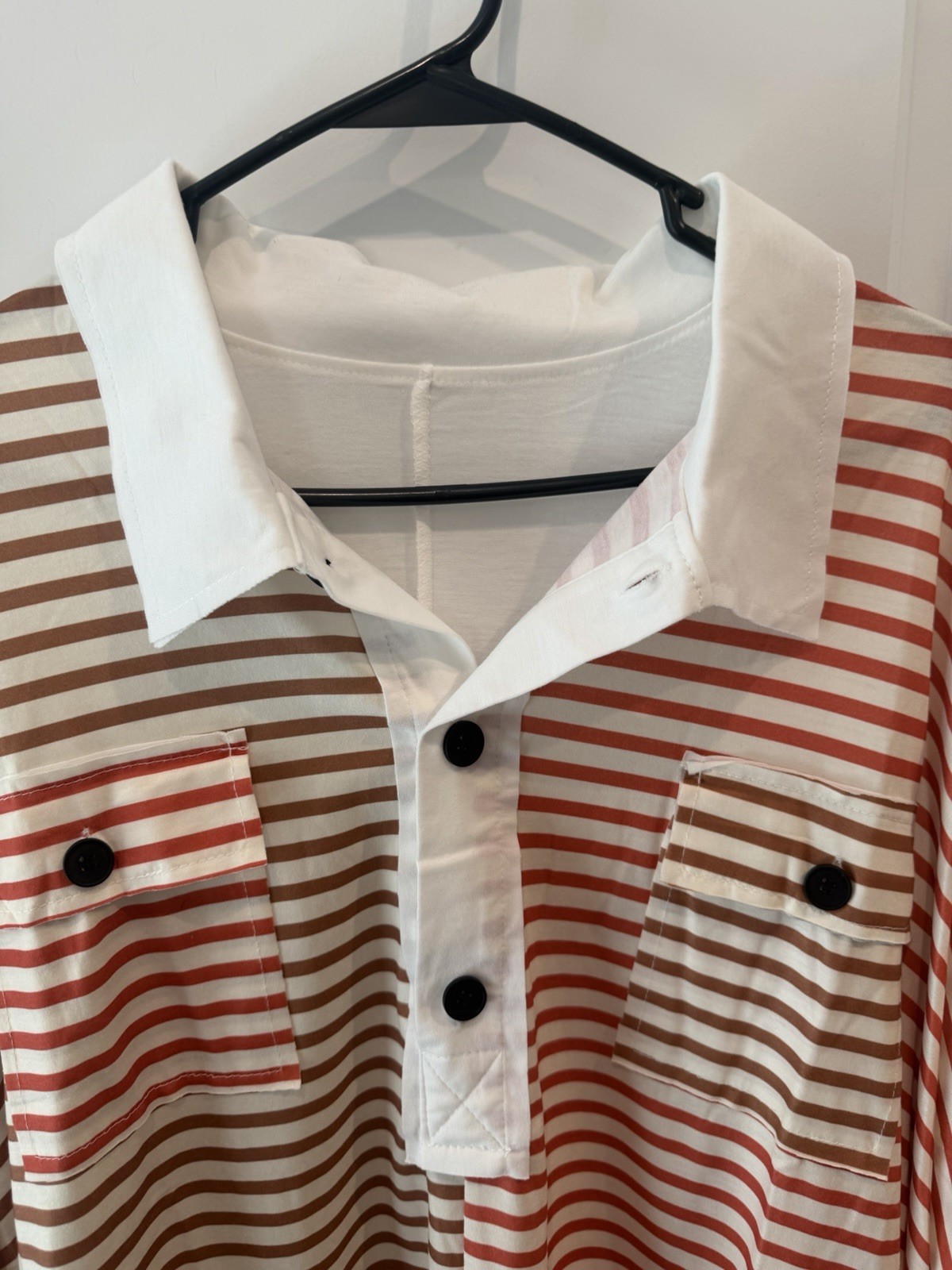 Striped Shirt With Pockets On The Chest Size Large Oversized