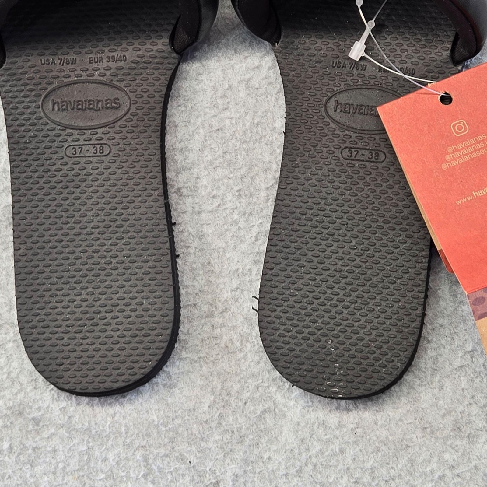 Havaianas Shoes Womens Size 7.5 Black Slide Padded Cushioned Straps Comfort