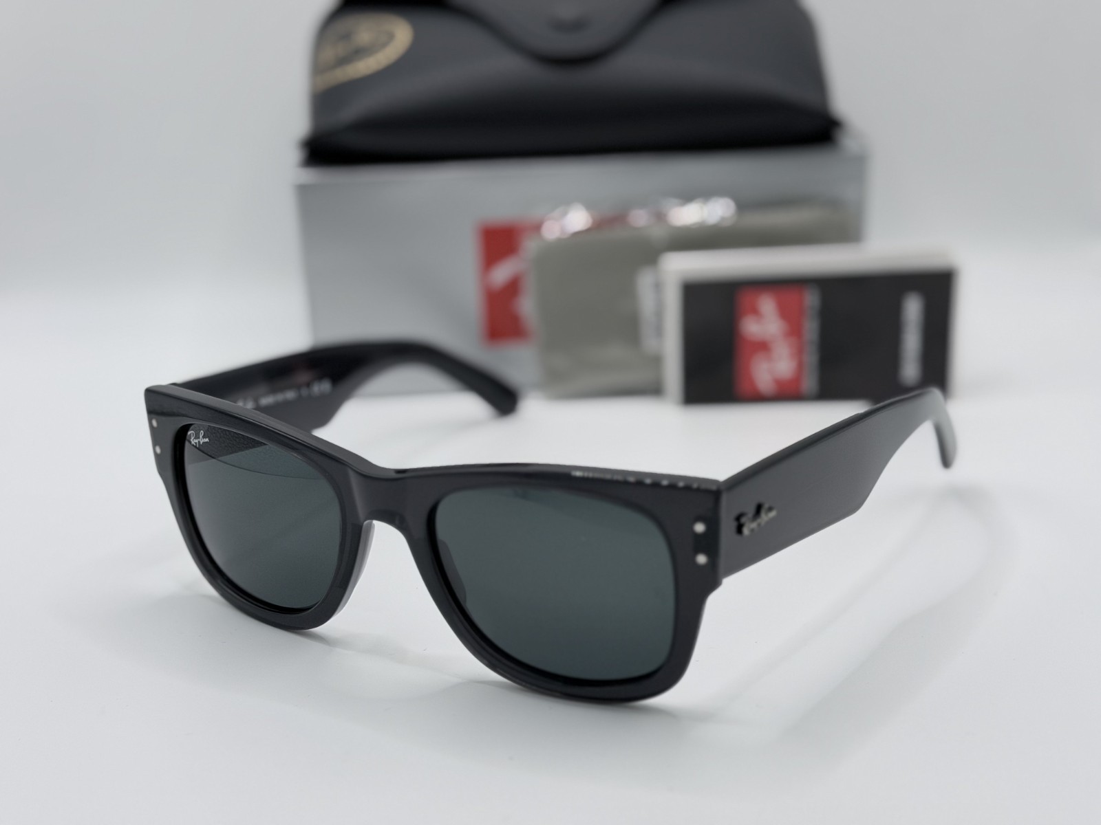 Ray-Ban MEGA WAYFARER RB0840S 1406/B1 Sunglasses Black Frames Gray Lenses 145