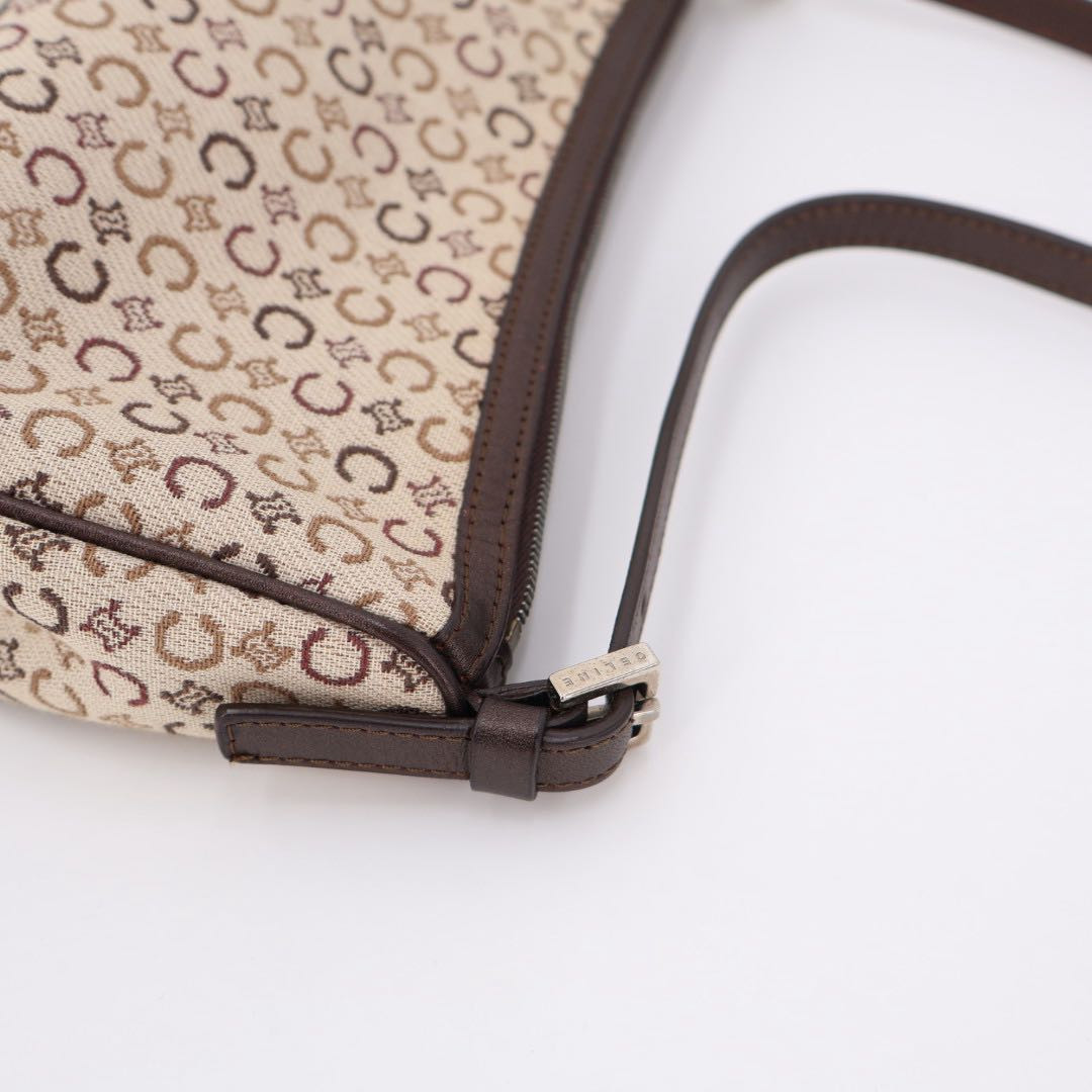 Authentic Celine C Macadam Canvas Leather Shoulder Bag P15731