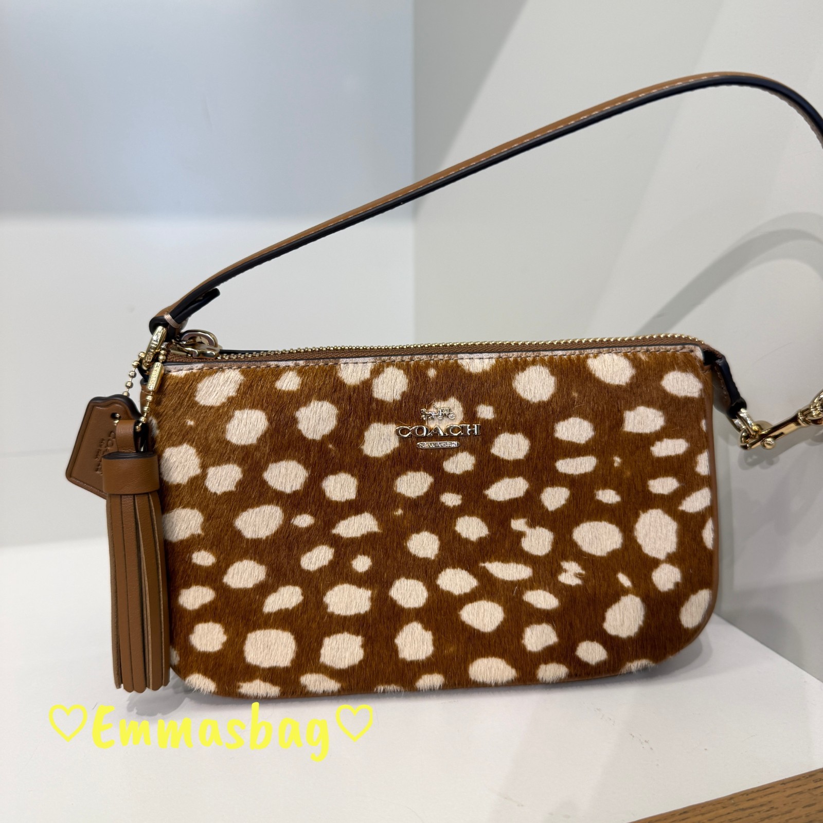 Coach Nolita 19 With Deer Print CDW35 Gold/Brown Multi