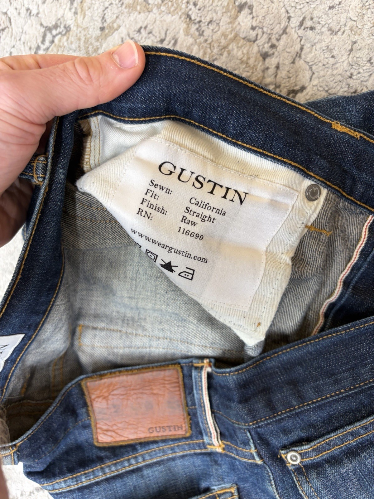 Gustin California Straight Raw Selvedge denim jeans Men’s size 38