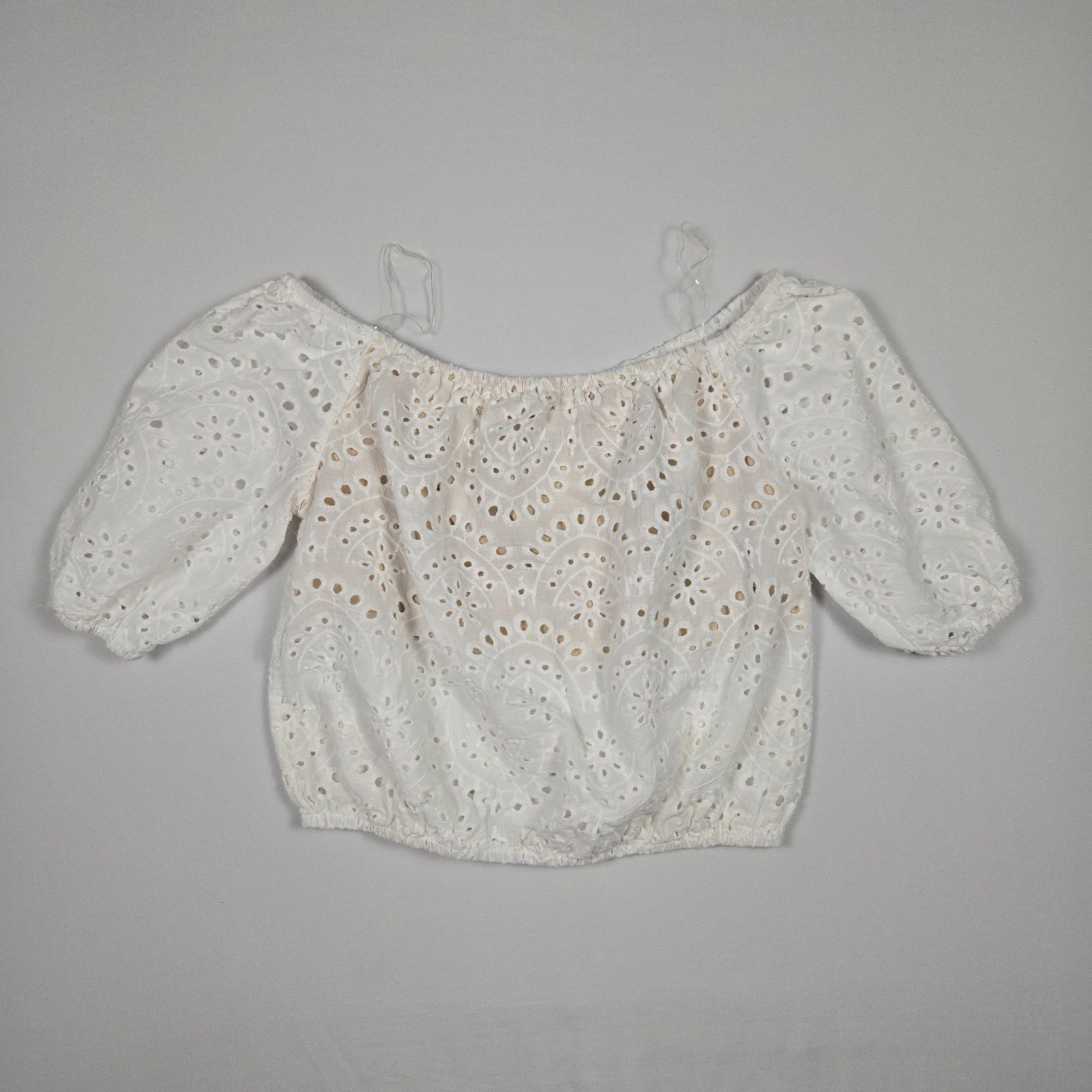 Windsor Womens Eyelet Crop Top Medium Off Shoulder Boho Cottagecore Lace Blouse