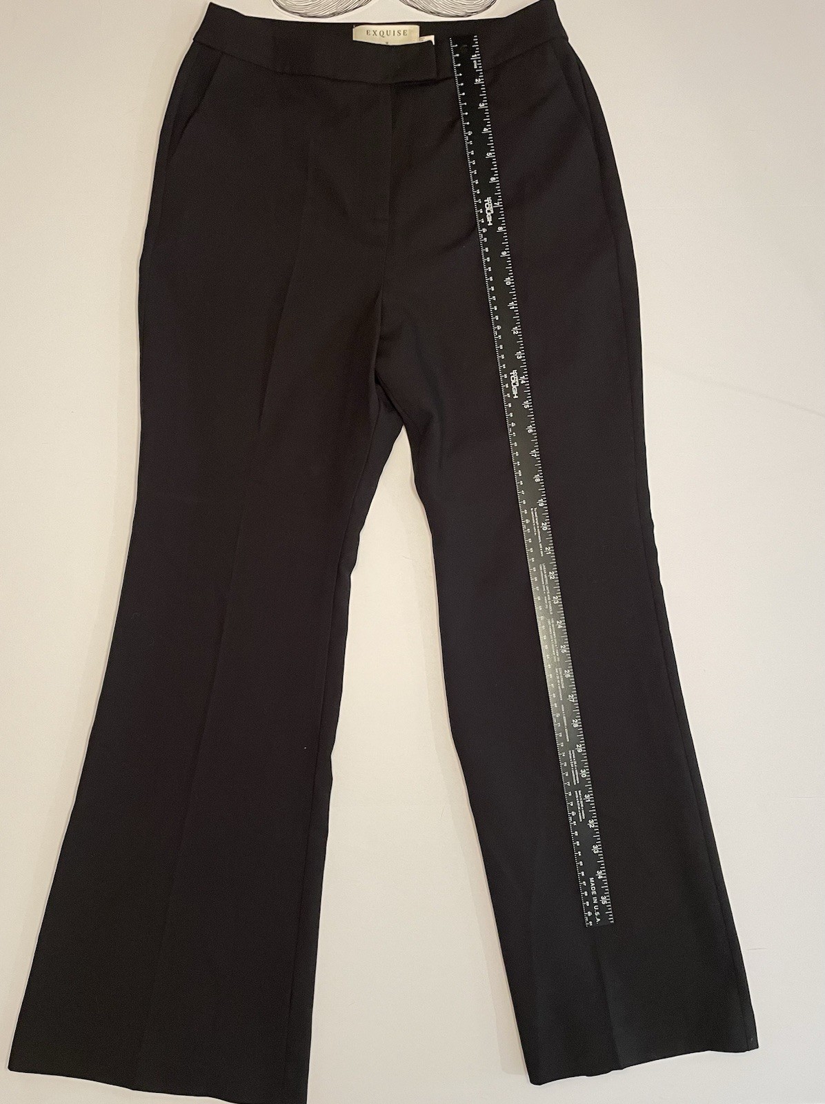 Exquise Elsie Polished Flowing Trousers Size Medium Black