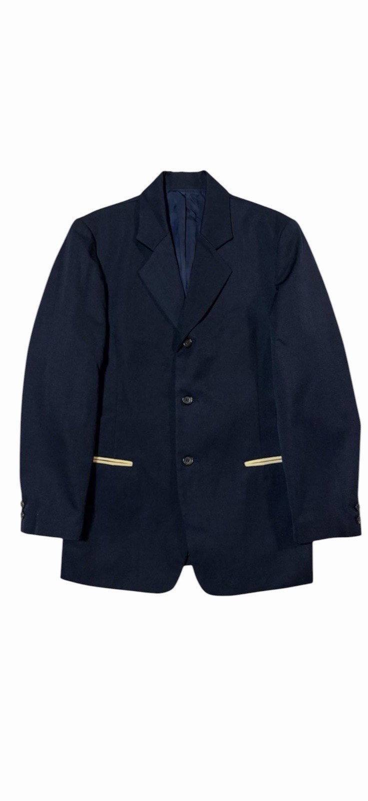 Y’s for men 1990s WORK SHOP Wool Gabardine 3B Blazer Jacket Navy