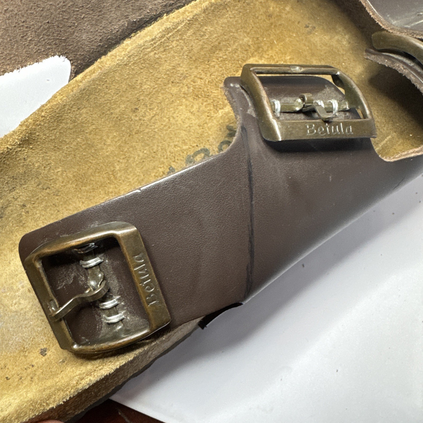 Betula Birkenstock 285 Double Strap Sandals EU 44 9.5 M11 Dark Brown w/Backstrap