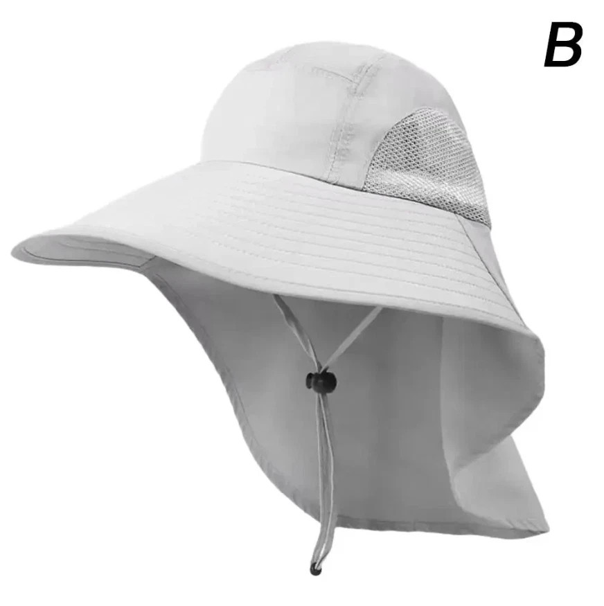 1pc Wide Brim Sun Hat with Neck Flap 50+ UPF Protection Outdoor Safari Cap – NEW