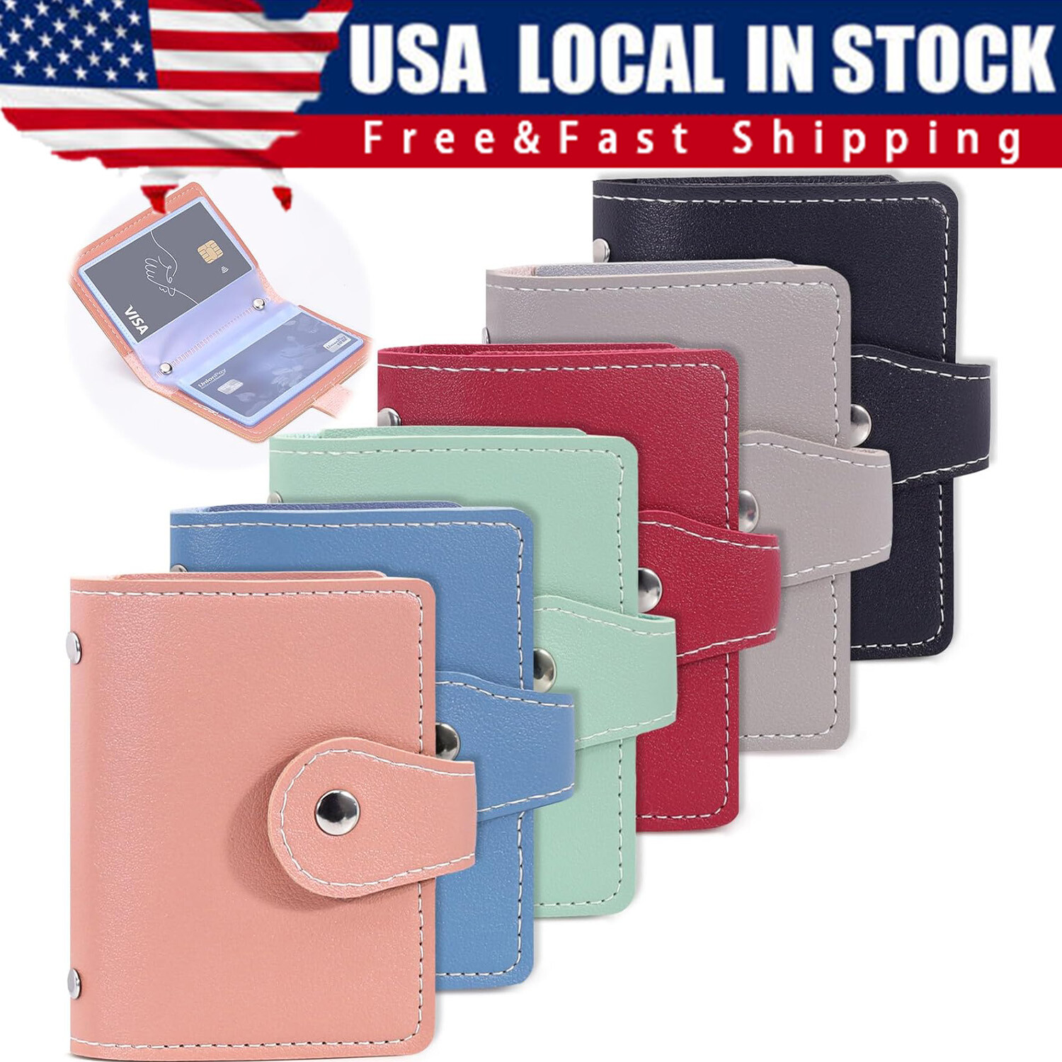 RFID Blocking ID Credit Card Holder 26 Cards Slim PU Leather Pocker Case Wallet