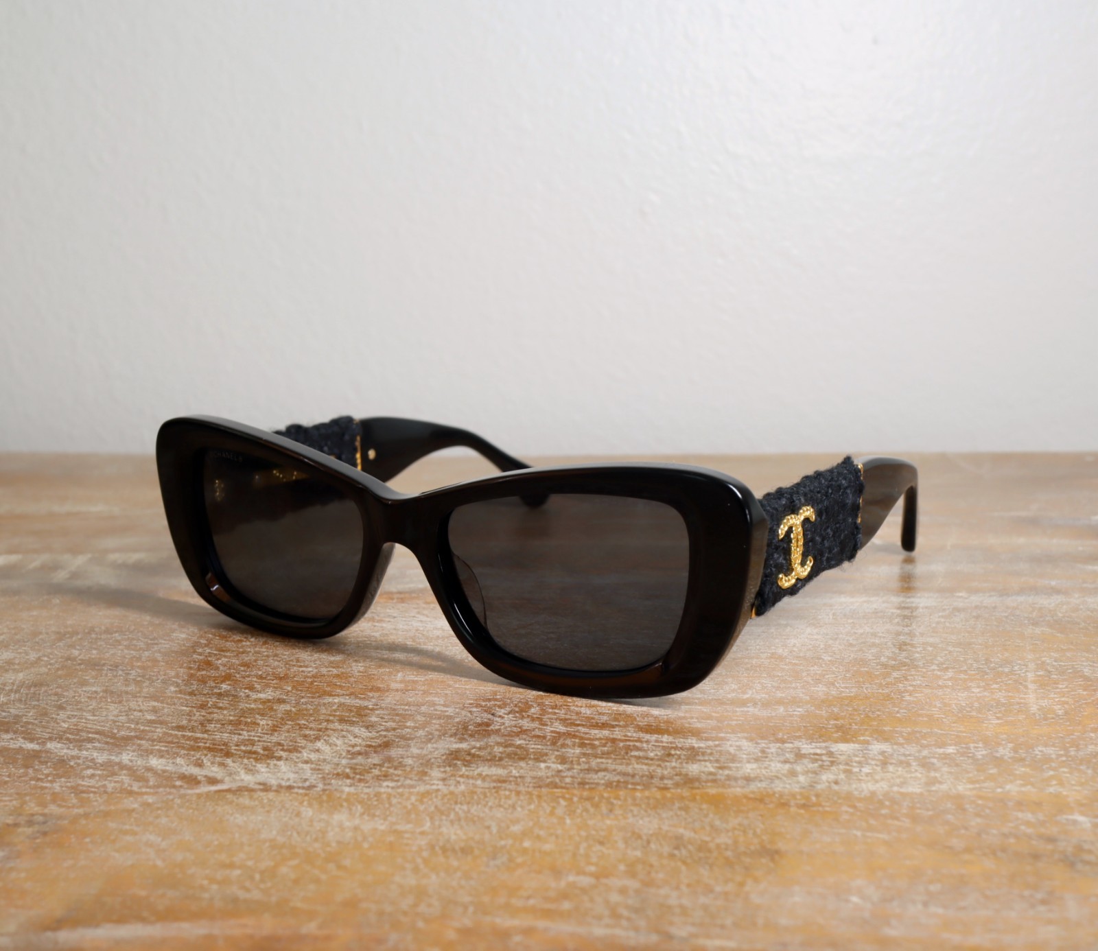 CHANEL CH5514 Rectangle Sunglasses 53mm Black/Gray Lens 100% UV