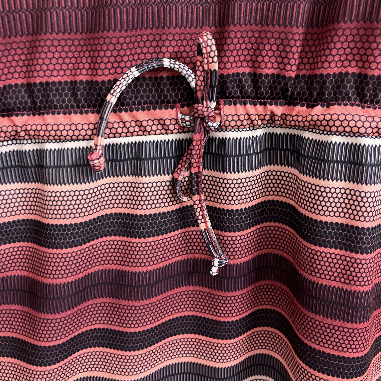 prAna Women’s Small Striped Drawstring Waist Dress Pink Black Short Sleeve