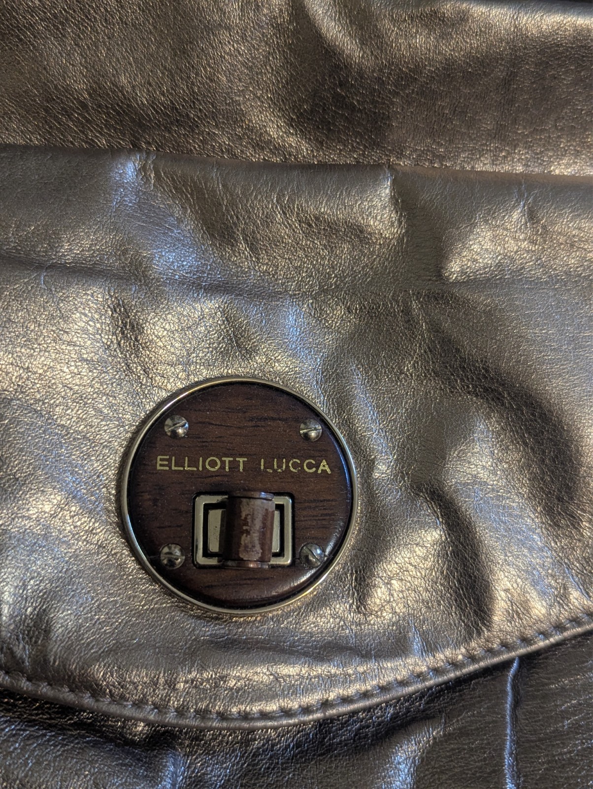 Elliott Lucca Leather Roma Leather Satchel Shoulder Handbag Metallic + Strap