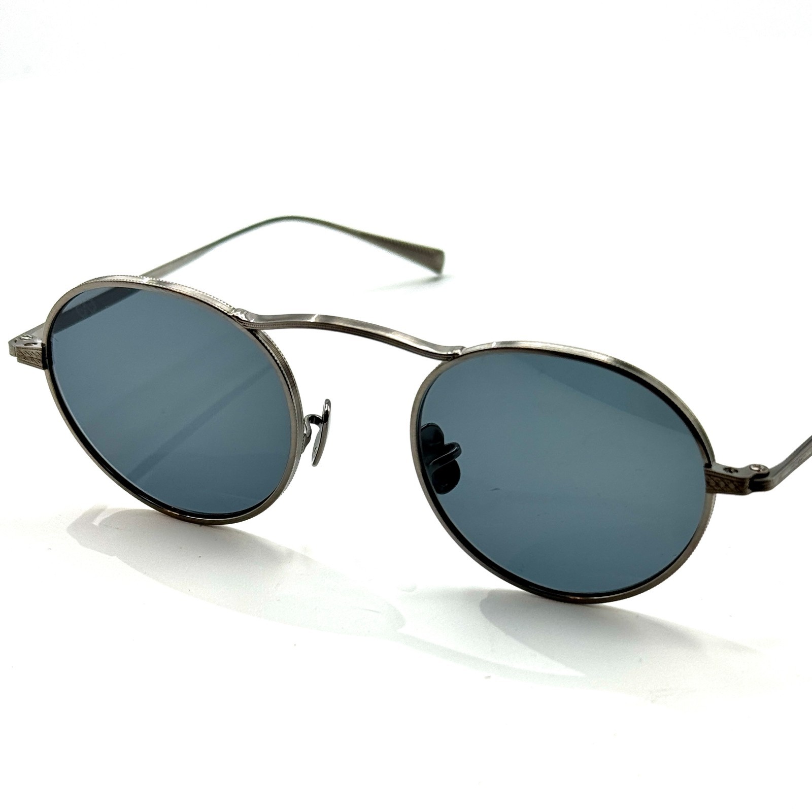 Eyevan Sunglasses Safari-E Pewter Round Frame Black Lens 46-21-145 New Authentic