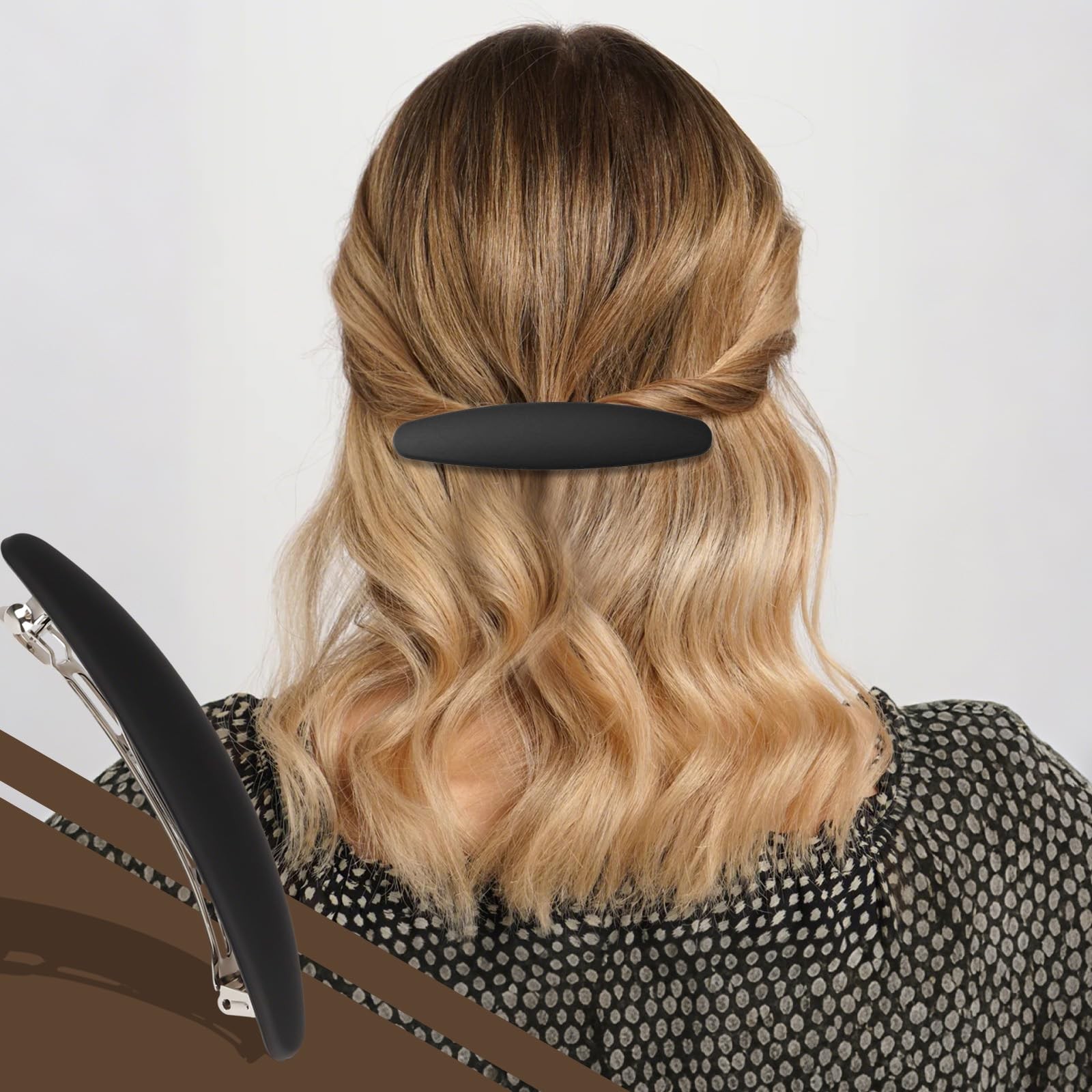 3PCS Large Hair Barrette Matte 4 Inch No Slip 1 Count (Pack of 3), Multicolor