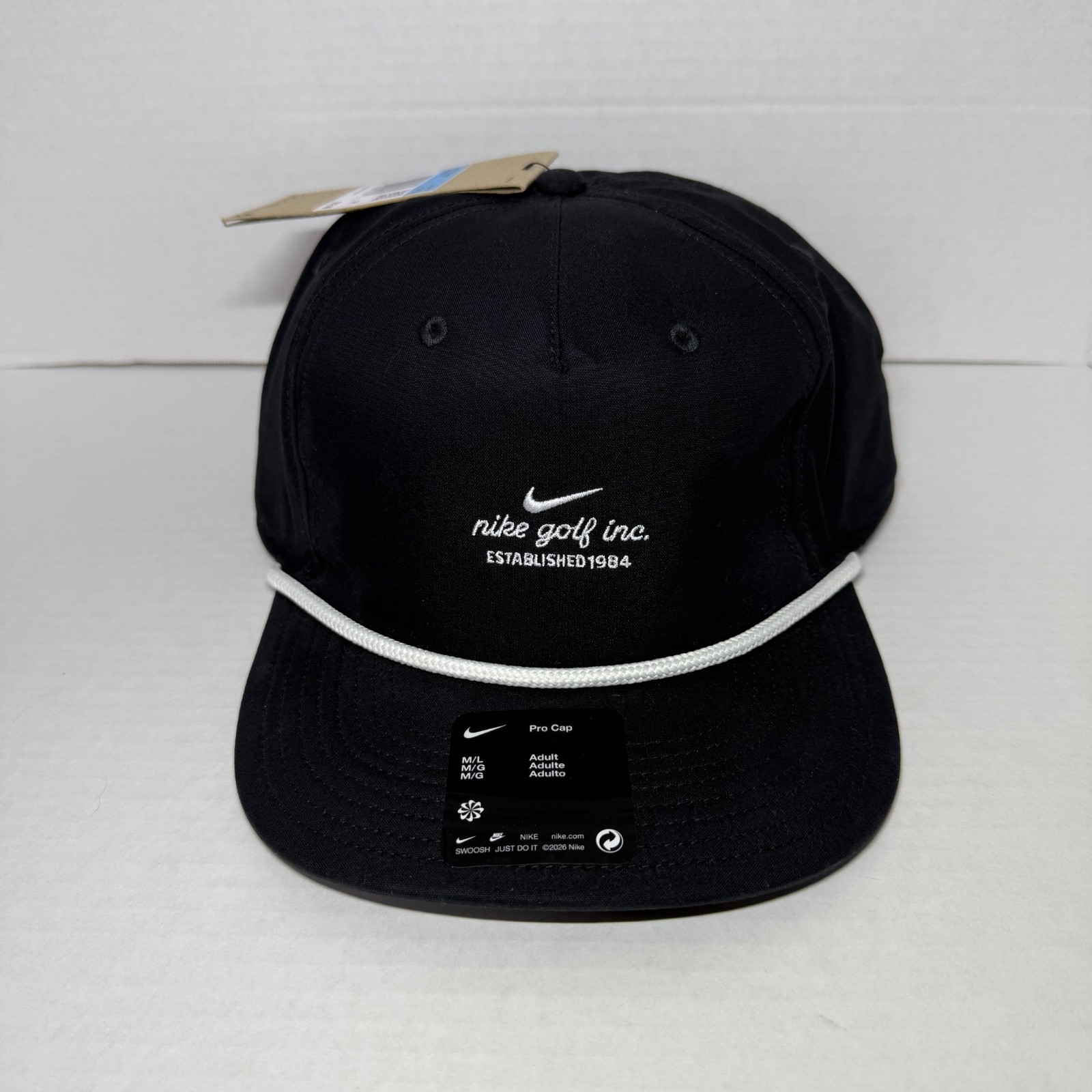 Nike Pro Golf Training M/L Unstructured Strapback Rope Hat #IB8543-010 Black Cap
