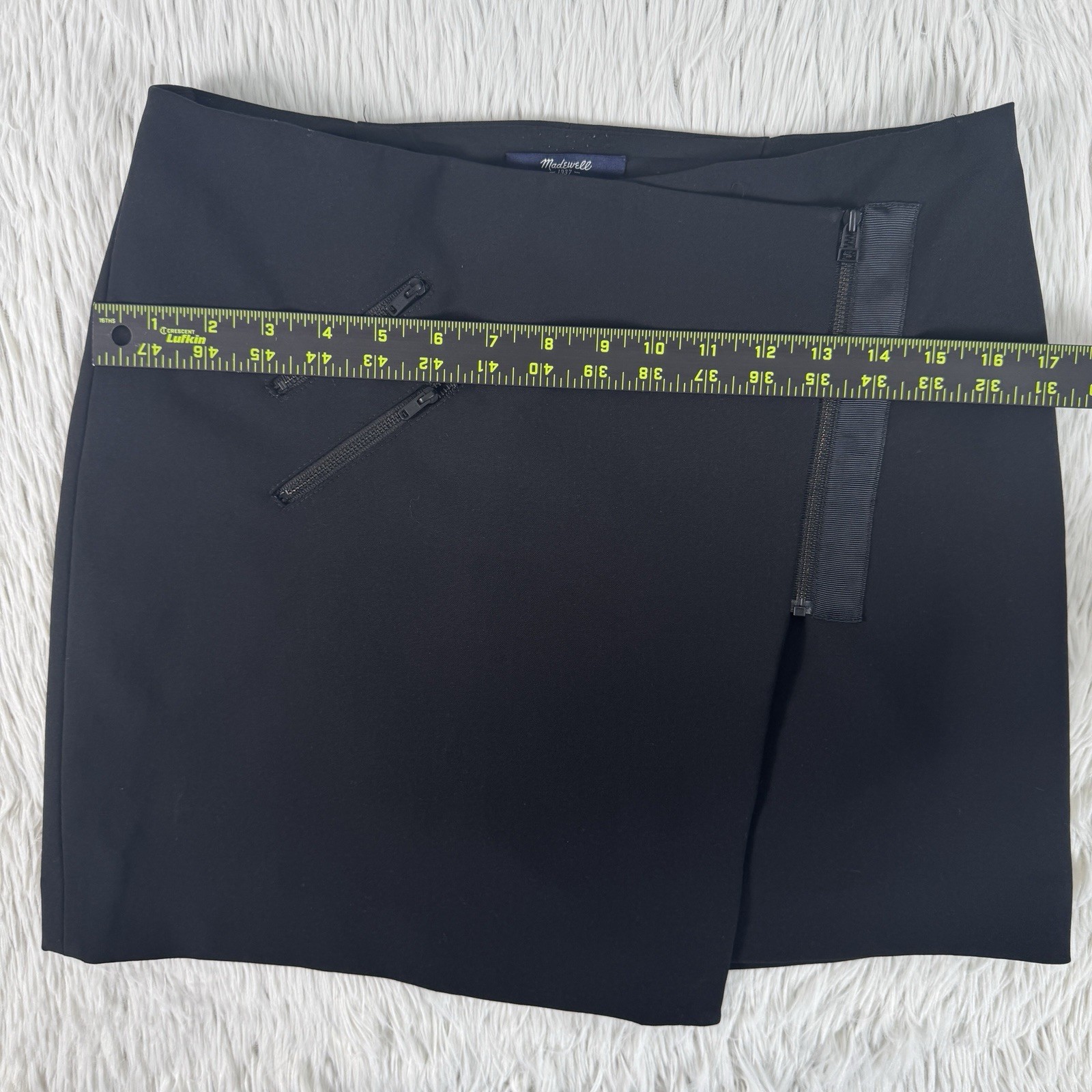 Madewell Ignition Black Zipper Accent Asymmetric Mini Wrap Skirt Women’s Size 4