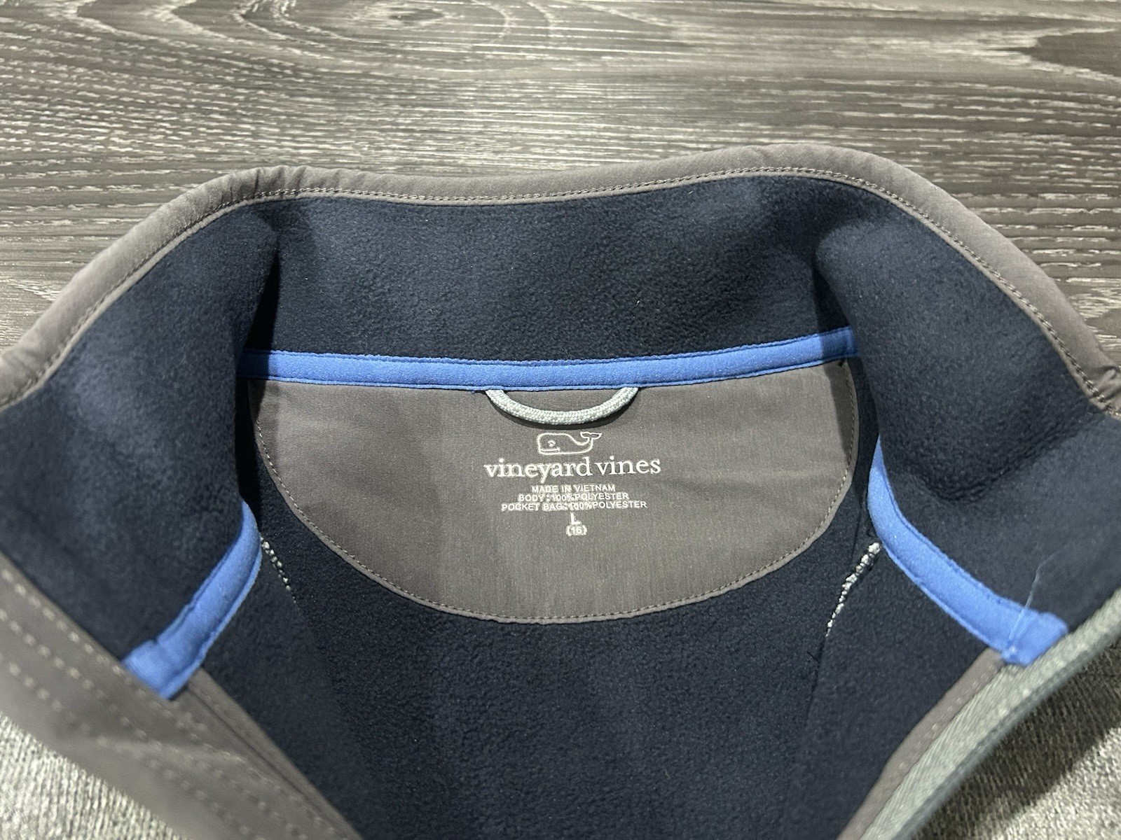 Vineyard Vines Boys L 16 Gray 1/4 Zip Fleece Pullover Sweater Jacket