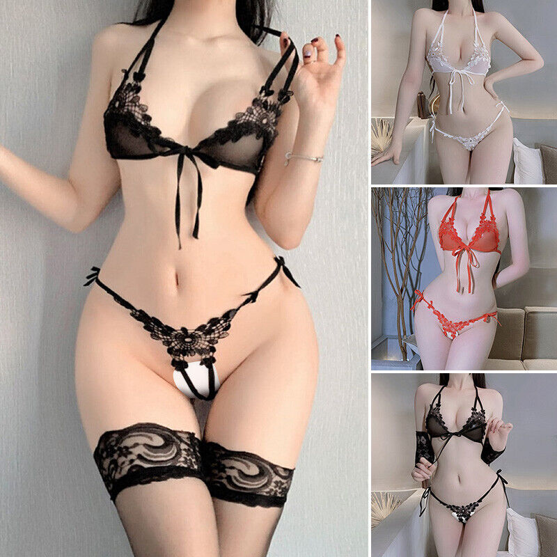 Women’s Sexy Lingerie Lace Babydoll Bra Thong Sleepwear Underwear Nightwear New