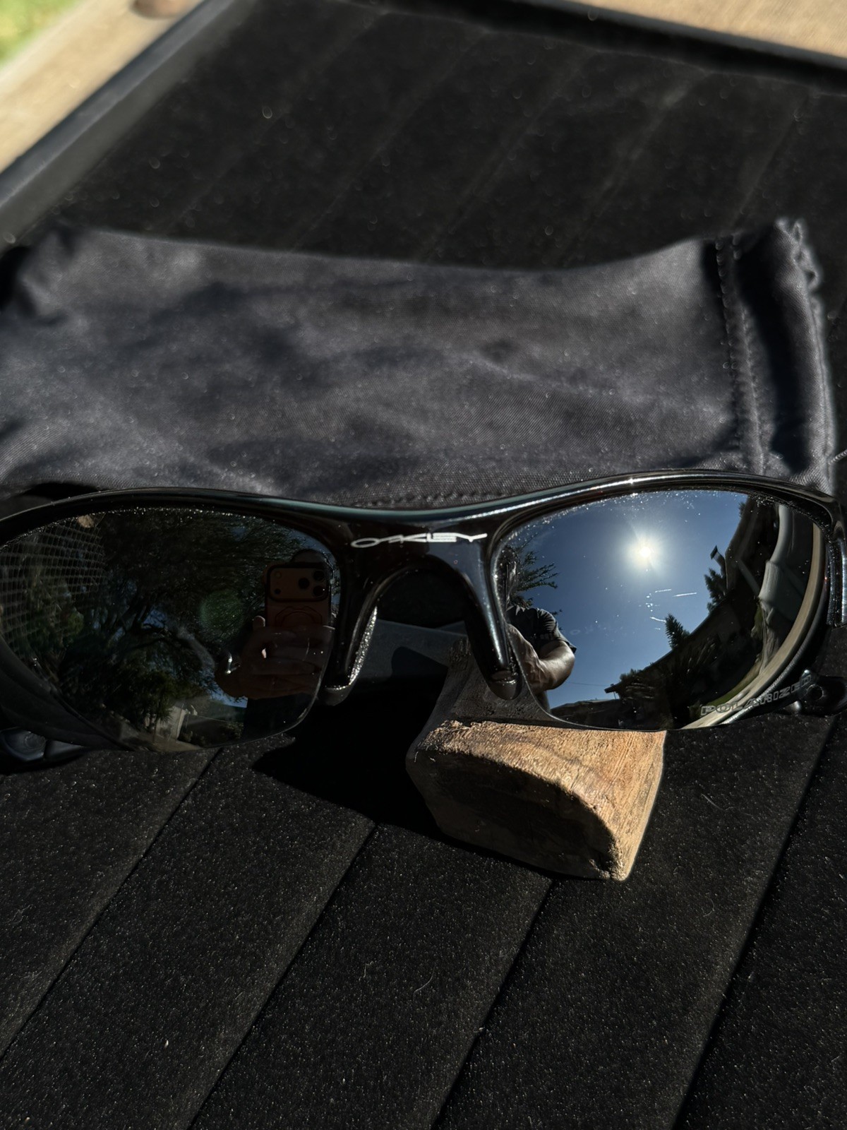Oakley Flak Jacket Polarized Sunglasses Men’s Black Wrap Sport 03-881 63-14 133