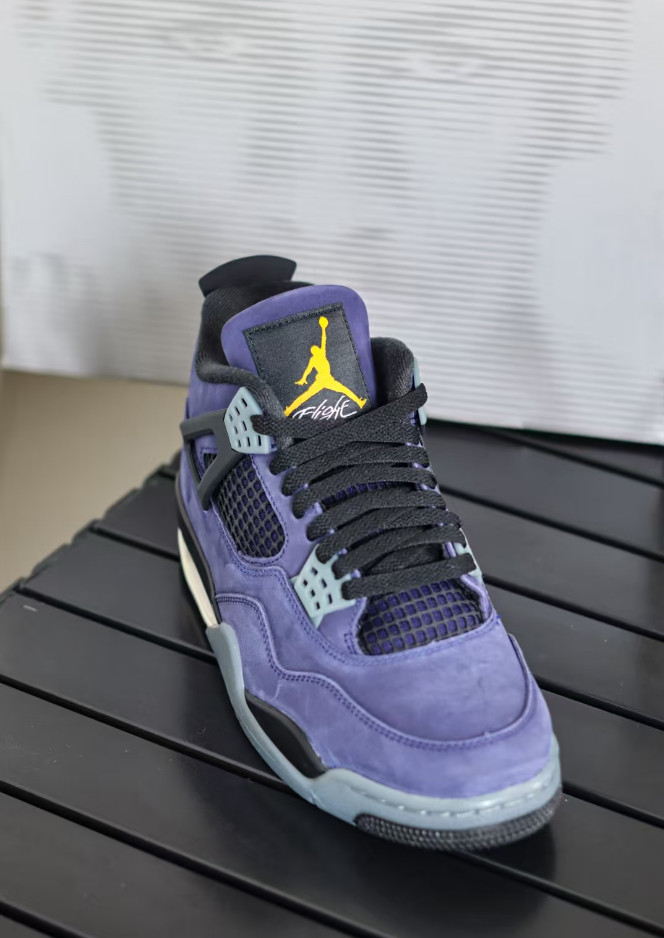 Jordan 4 “Lakers” Retro Men’s Black Basketball Shoes Mid-Top