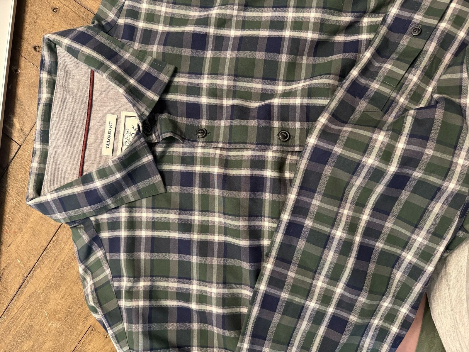 Jos. A. Bank 1905 Tailored Fit Plaid Long Sleeve Button-Down Shirt