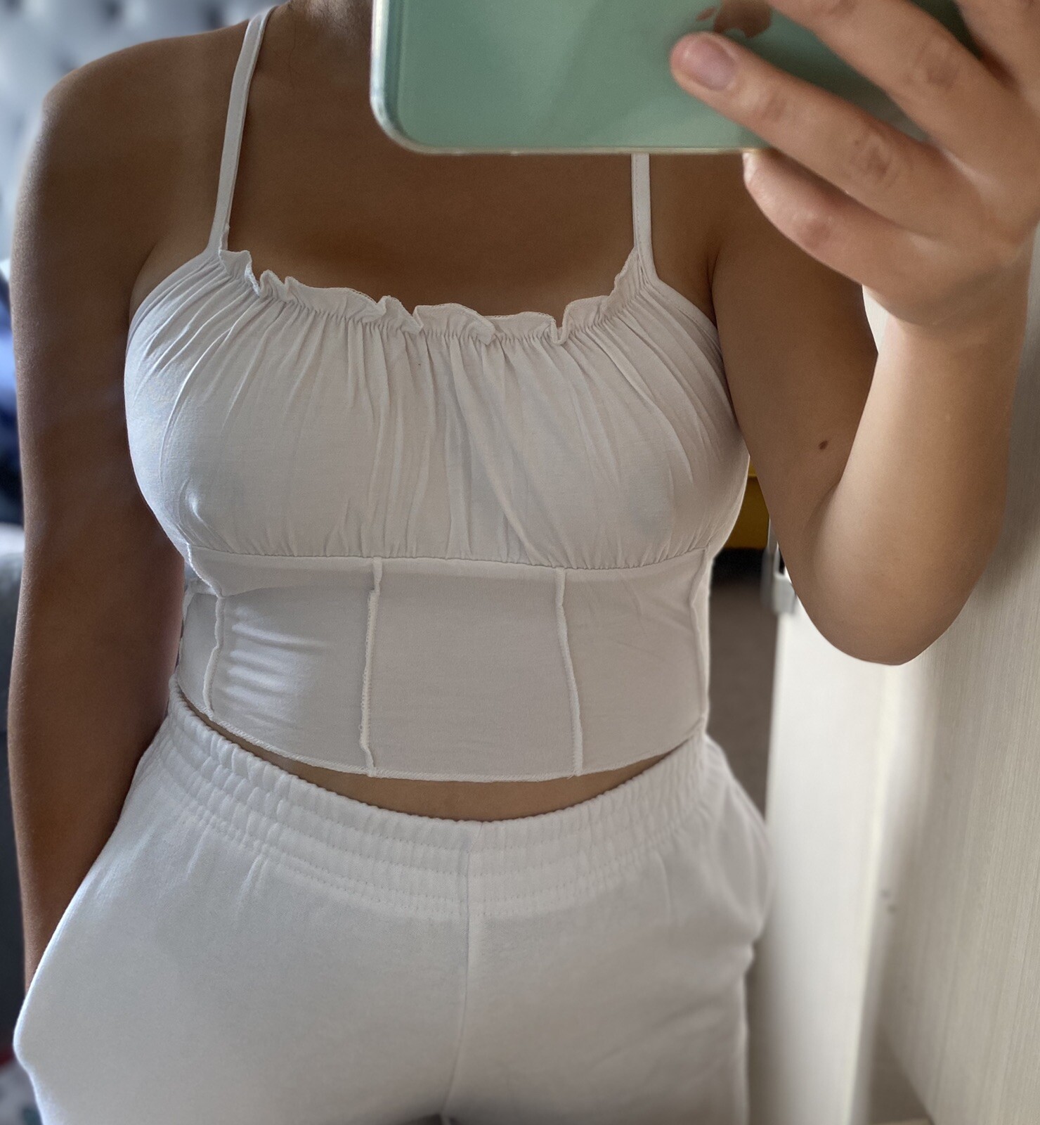 HOT New Causal Milkmaid Thin White Crop Top Tank Top Vest Corset