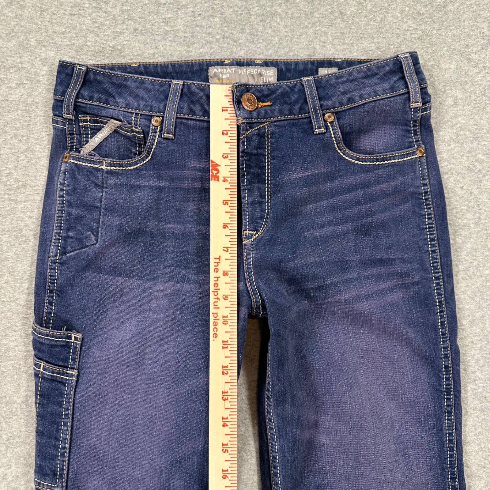 Ariat Jeans Women’s 31R Perfect Rise Rebar Slim Stretch Denim Purple Raw Hem