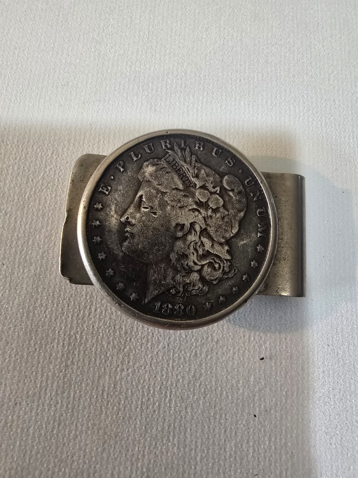 1880 Morgan Silver Dollar, nickel/Silver Money Clip Vintage Handmade