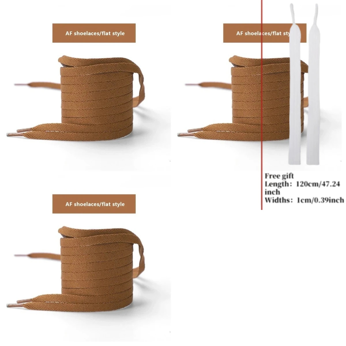 3 Pairs Flat Round AF1 Shoelaces Wheat Brown – Autumn Replacement Strings for Sp