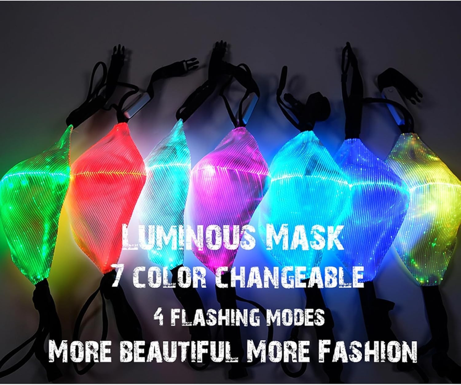 Versatile LED Light-Up Mask for All Occasions – Rechargeable, Adjustable Fit