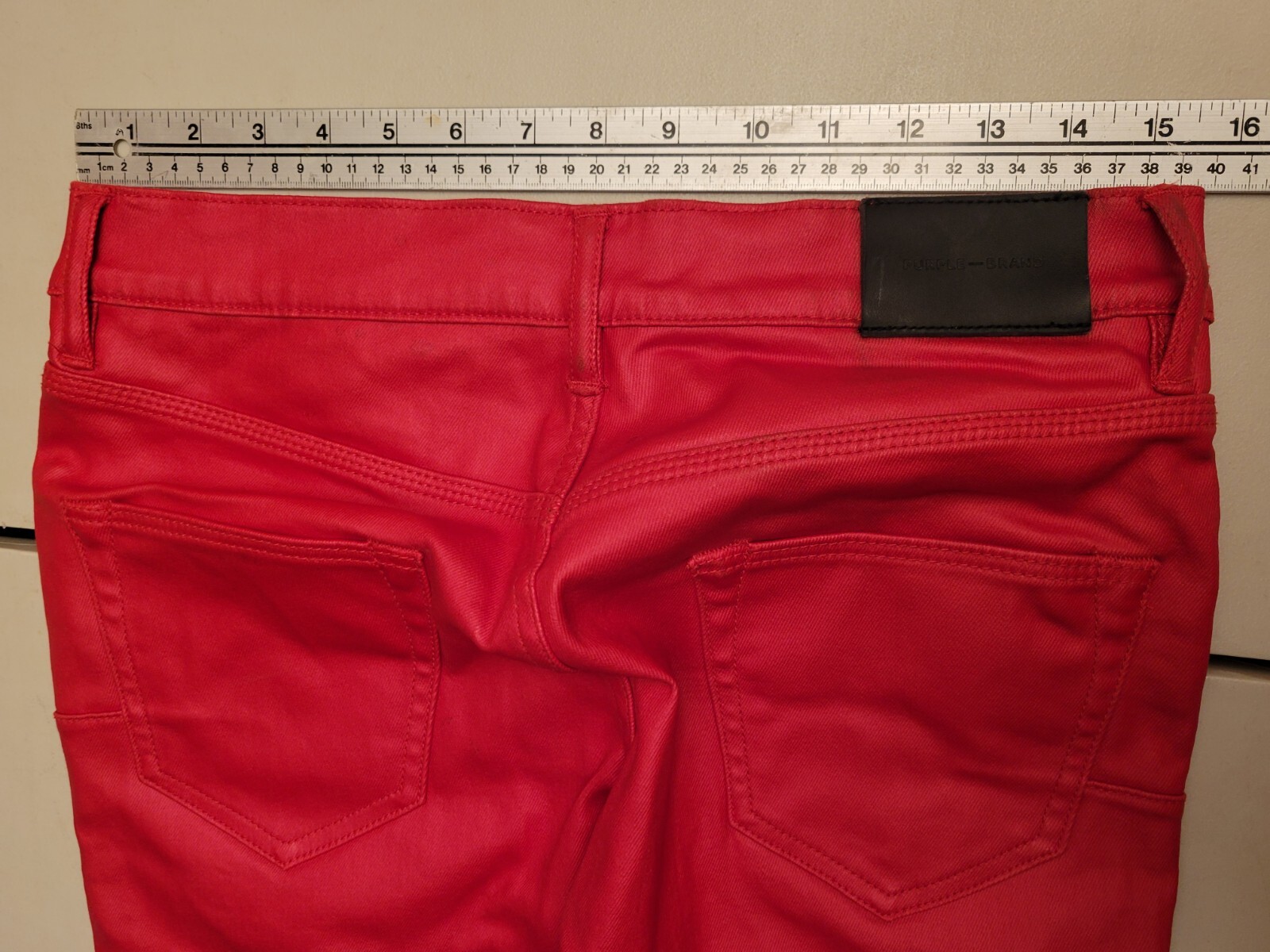 Purple Brand P004 Cargo Flared Jeans Men 30×30 Patent Film Red Designer