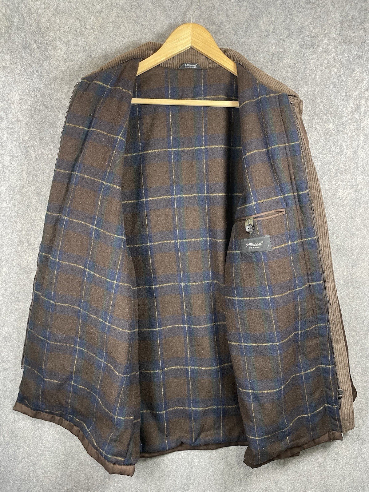 Vintage St Michael UK Coat Mens Large Brown Padded Outdoor Utility Jacket