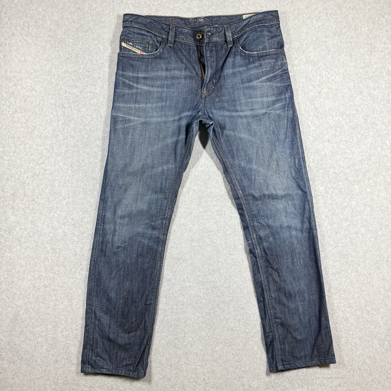 Diesel Thavar Jeans Men 35×31 Blue Slim Skinny Whiskered Altered 0842N READ